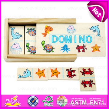 2015 Popular Traditional Mini Wooden Domino with Box, Small Wooden Domino Game Set Toy, Kid Wooden Domino for Promotional W15A031b